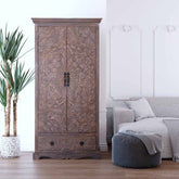 Indian Hand Carved Solid Wood Wardrobe C20